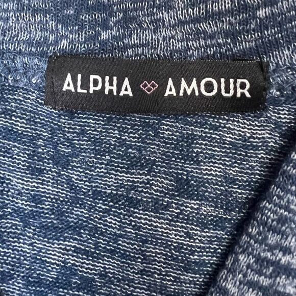 Alpha Amour Slouchy Fit Heathered Blue Tie Front Shirt - Picture 8 of 9